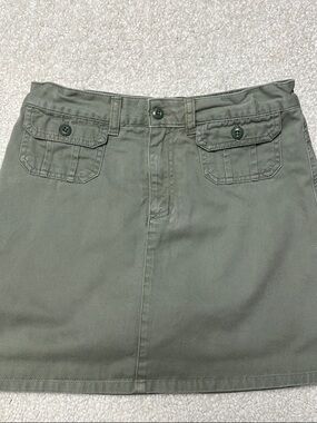 Lands End Olive Denim 2 Pockets Mini Skirt  SKORT Golf Liner,  Adjustable  14
